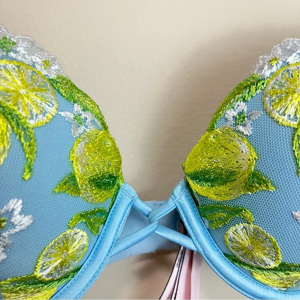 Victoria’s Secret Lightly Lined Lace Demi Bra - Lemon Embroidery - 34D - Picture 5 of 13